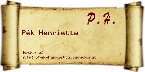 Pék Henrietta névjegykártya